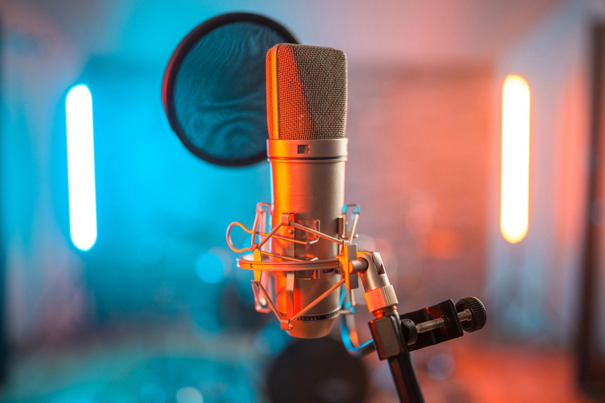 Studio microphone in a recording studio