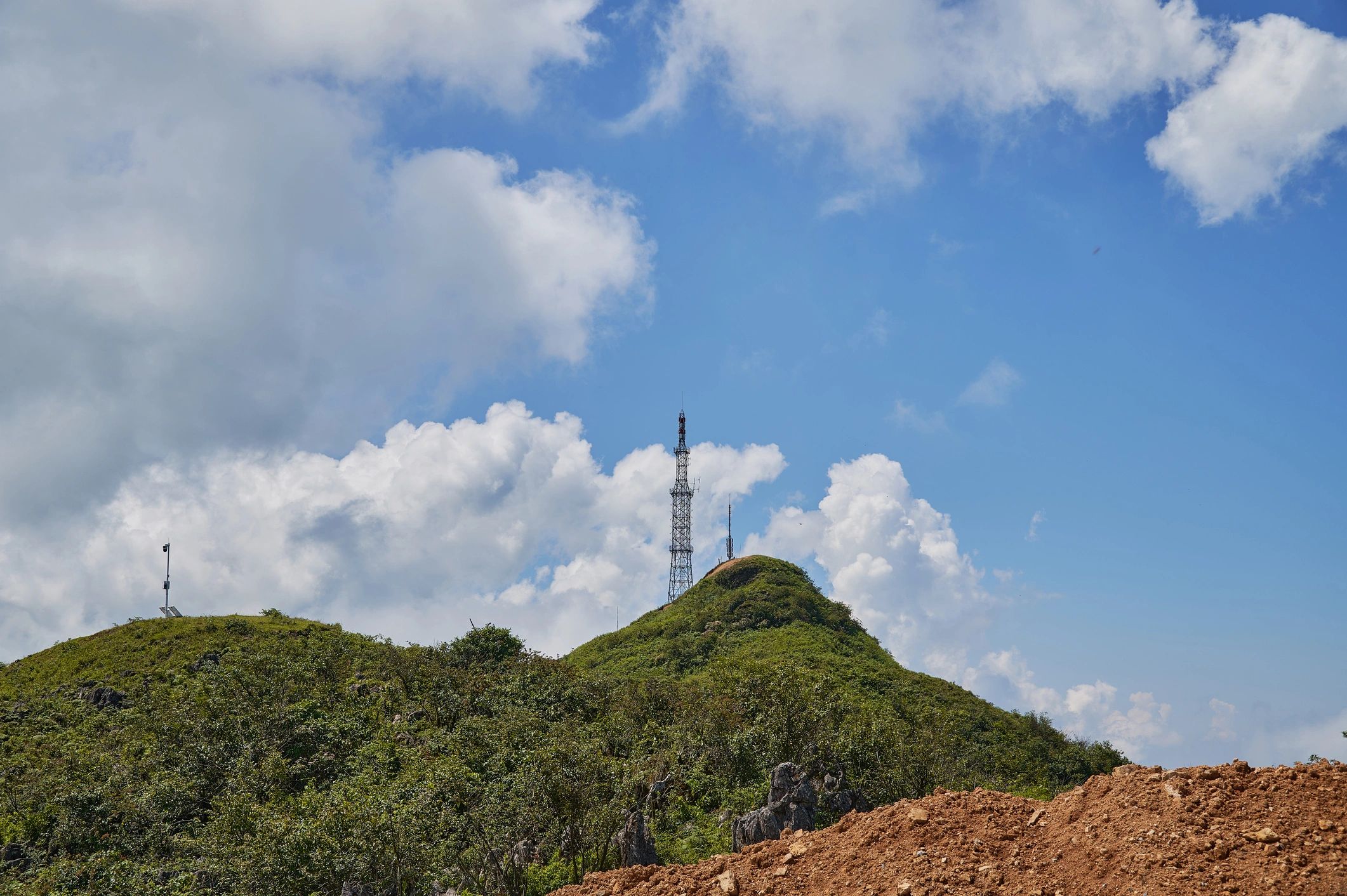 Communication tower transmitting signals