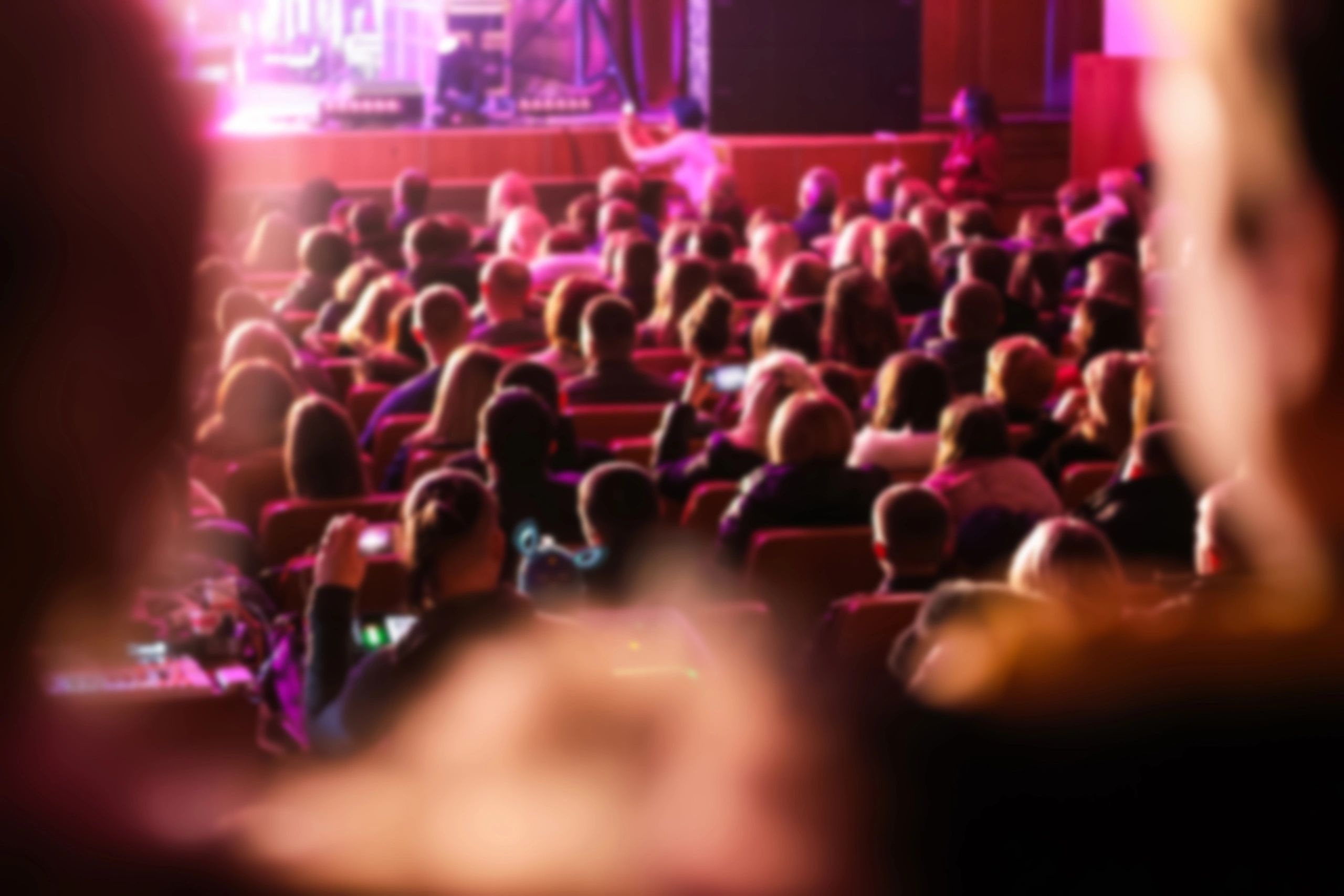Audience seated in a theatre watching a show