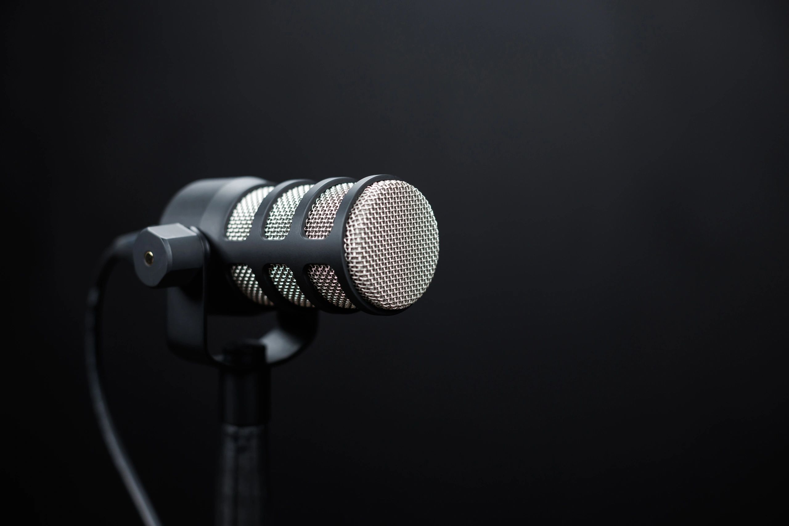 Studio microphone on dark background