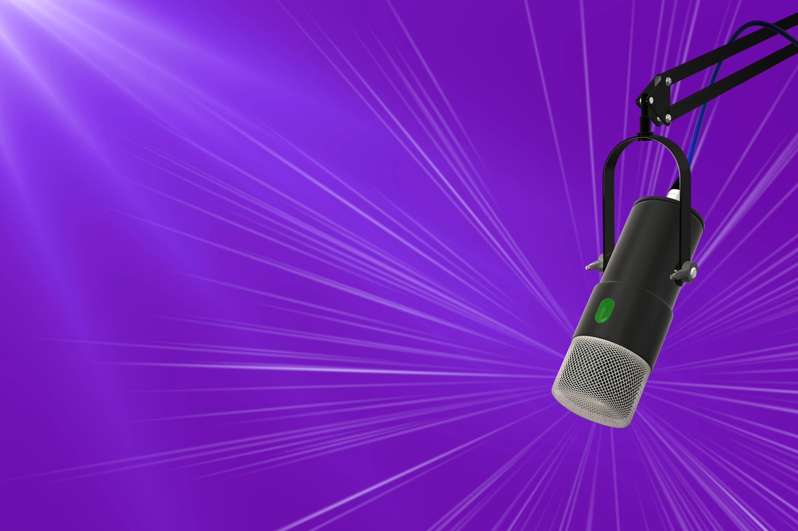 Podcast microphone on a stand