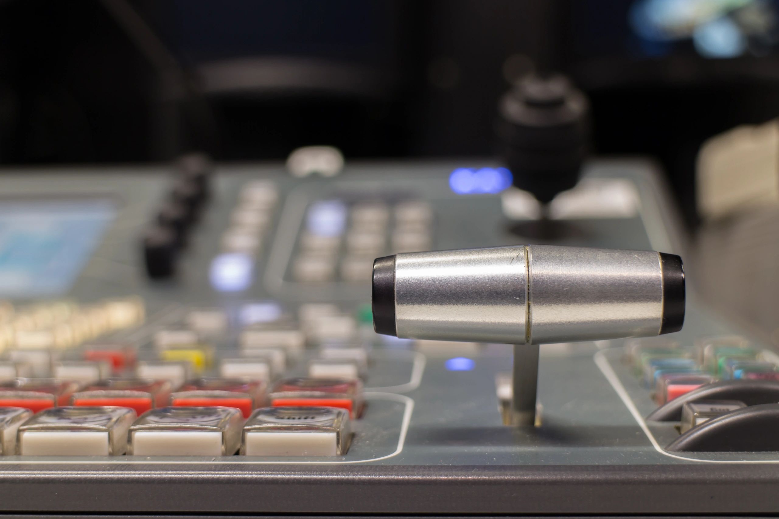 Broadcast mixing console in a control room