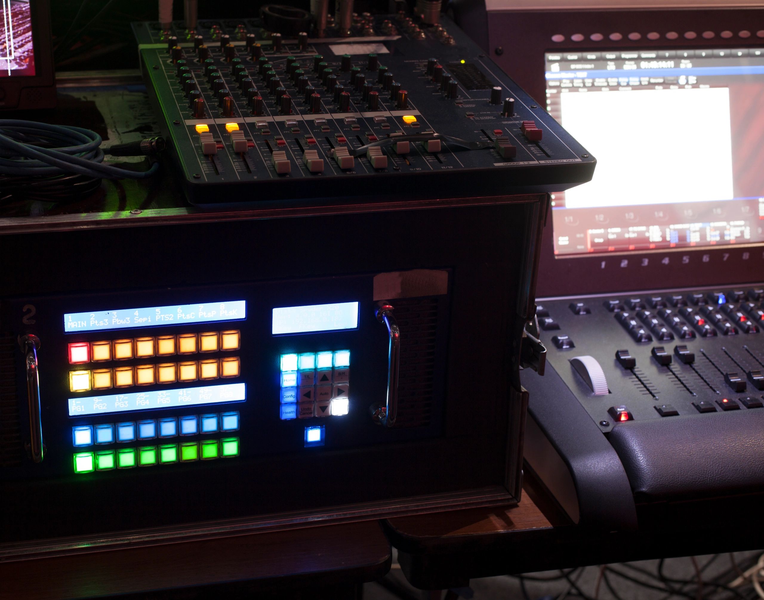 Broadcast control panel in a studio